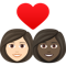 Couple with Heart- Woman- Woman- Light Skin Tone- Dark Skin Tone emoji on Emojione